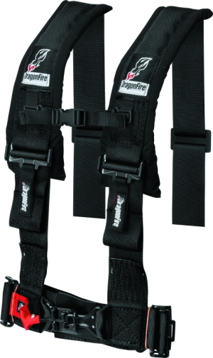 Polaris UTV Seat Belt Harness - DragonFire Racing - H-Style 4-Point 3in Buckle - Black - `15-`19 Polaris UTV Seat Belt Harness - DragonFire Racing - H-Style 4-Point 3in Buckle - Black - `15-`19